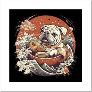 Bulldog Eating Sushi Posters and Art